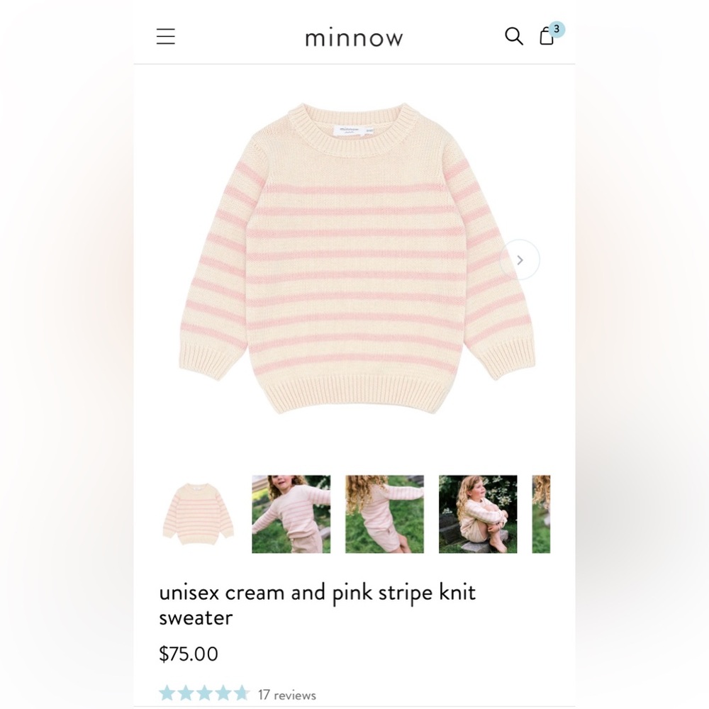 Minnow Cream and Pink Stripe Knit Sweater